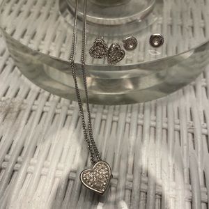 Matching diamond necklace/screw on backing earrin